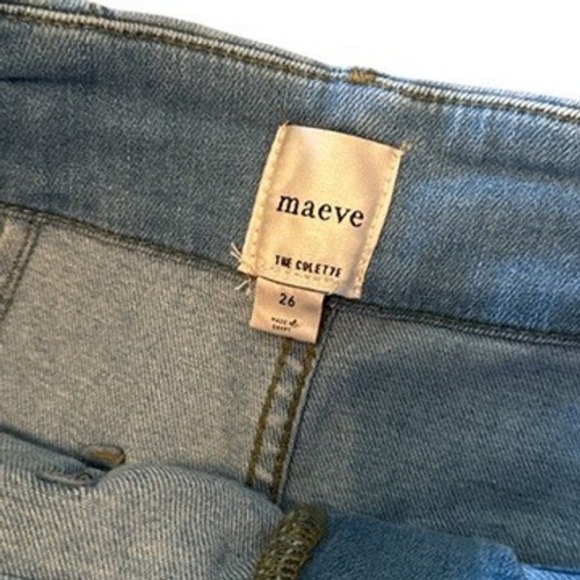 Maeve Anthropologie The Colette Wide Leg Jeans Light Wash Blue High Rise 26 - Picture 2 of 8